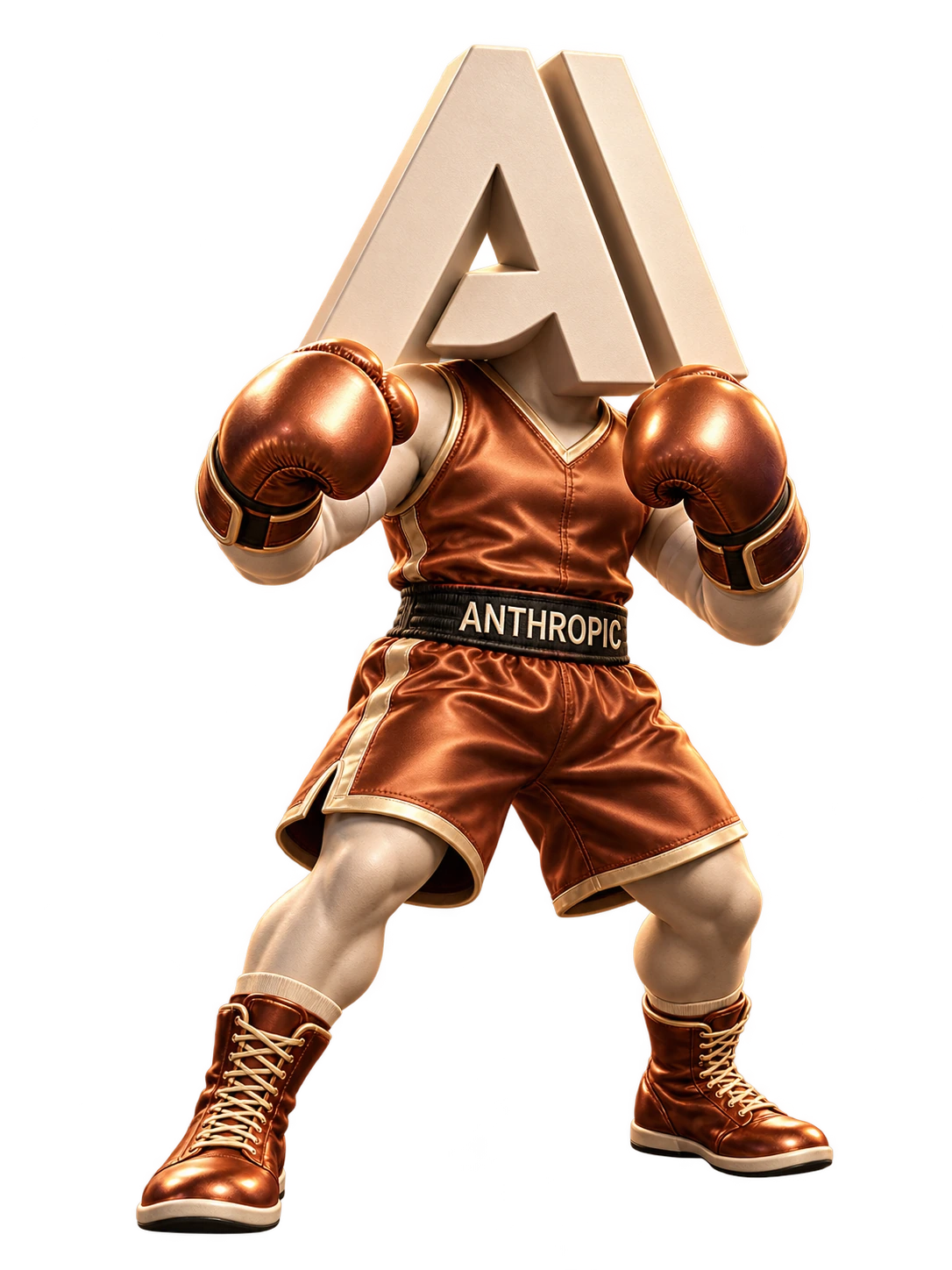 Personagem de boxeador inspirado na marca Anthropic