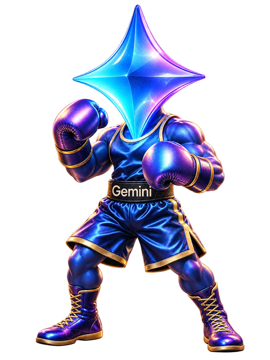 Personagem de boxeador inspirado na marca Google Gemini