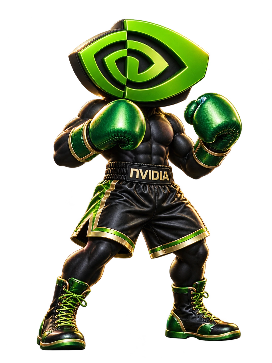 Personagem de boxeador inspirado na marca NVIDIA