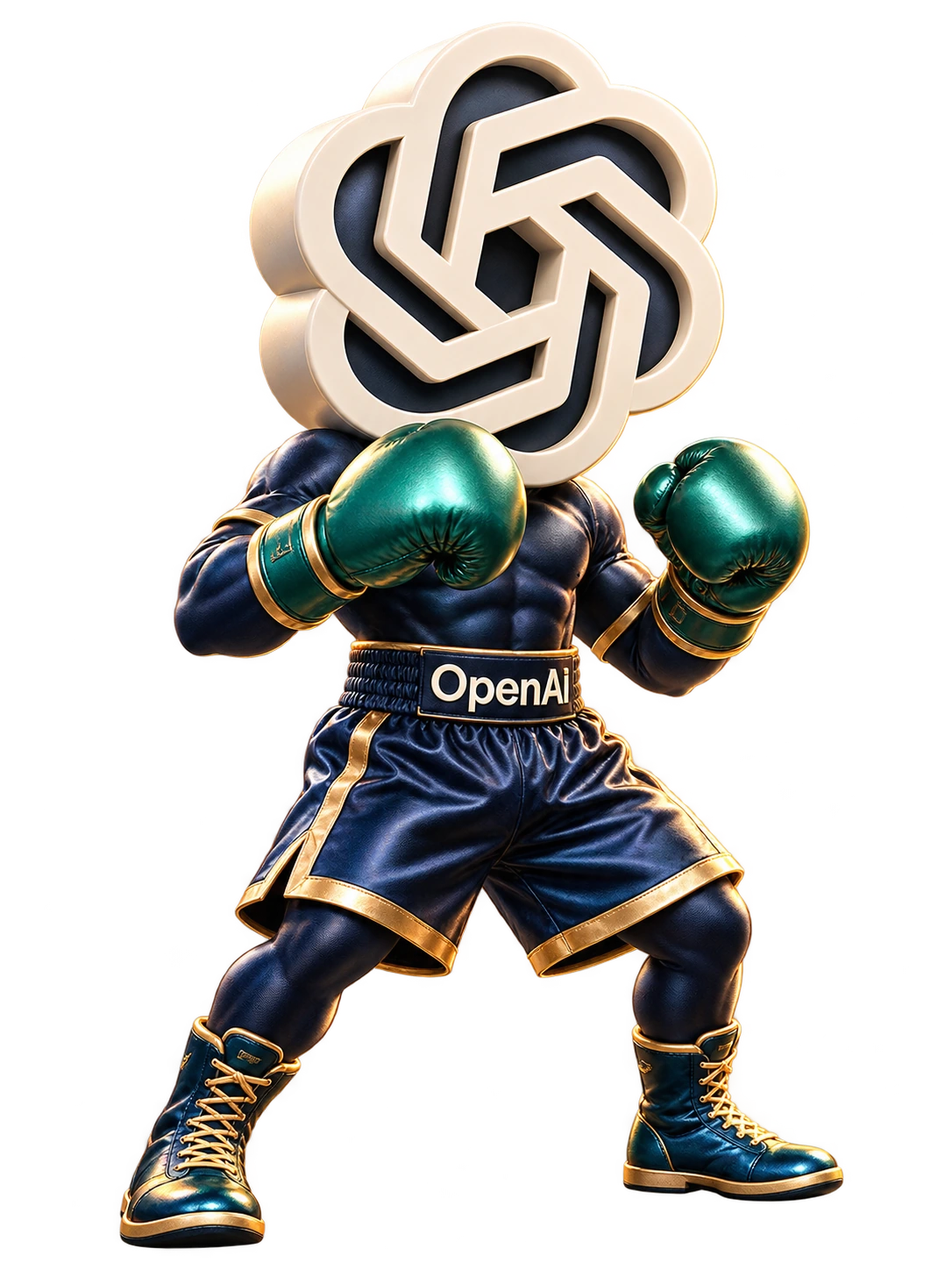 Personagem de boxeador inspirado na marca OpenAI